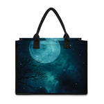 Night Sky And Full Moon Print Canvas Tote Bag