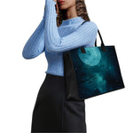 Night Sky And Full Moon Print Canvas Tote Bag