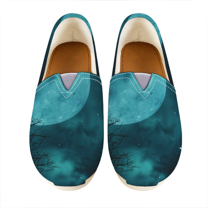 Night Sky And Full Moon Print Casual Shoes