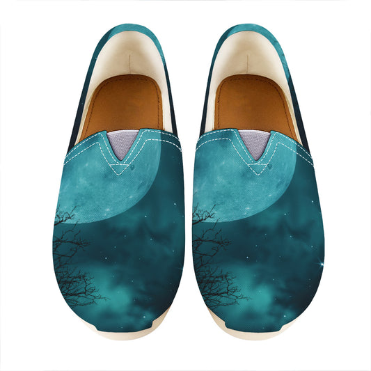 Night Sky And Full Moon Print Casual Shoes