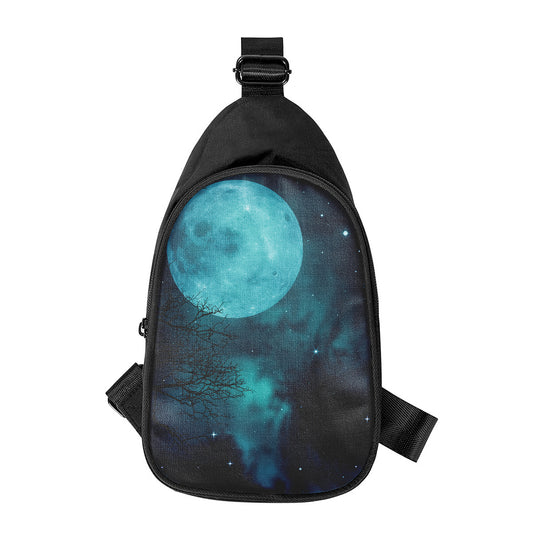 Night Sky And Full Moon Print Chest Bag