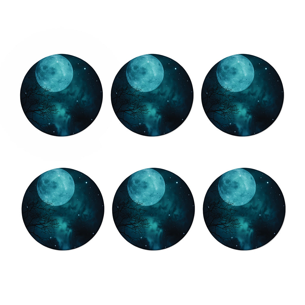 Night Sky And Full Moon Print Coaster Set