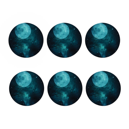 Night Sky And Full Moon Print Coaster Set