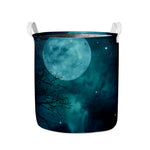 Night Sky And Full Moon Print Collapsible Laundry Basket