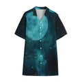 Night Sky And Full Moon Print Cotton Hawaiian Shirt