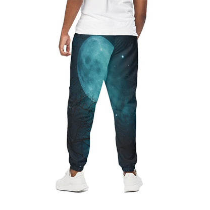 Night Sky And Full Moon Print Cotton Pants