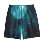 Night Sky And Full Moon Print Cotton Shorts
