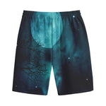 Night Sky And Full Moon Print Cotton Shorts