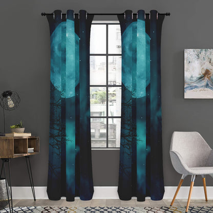 Night Sky And Full Moon Print Curtain