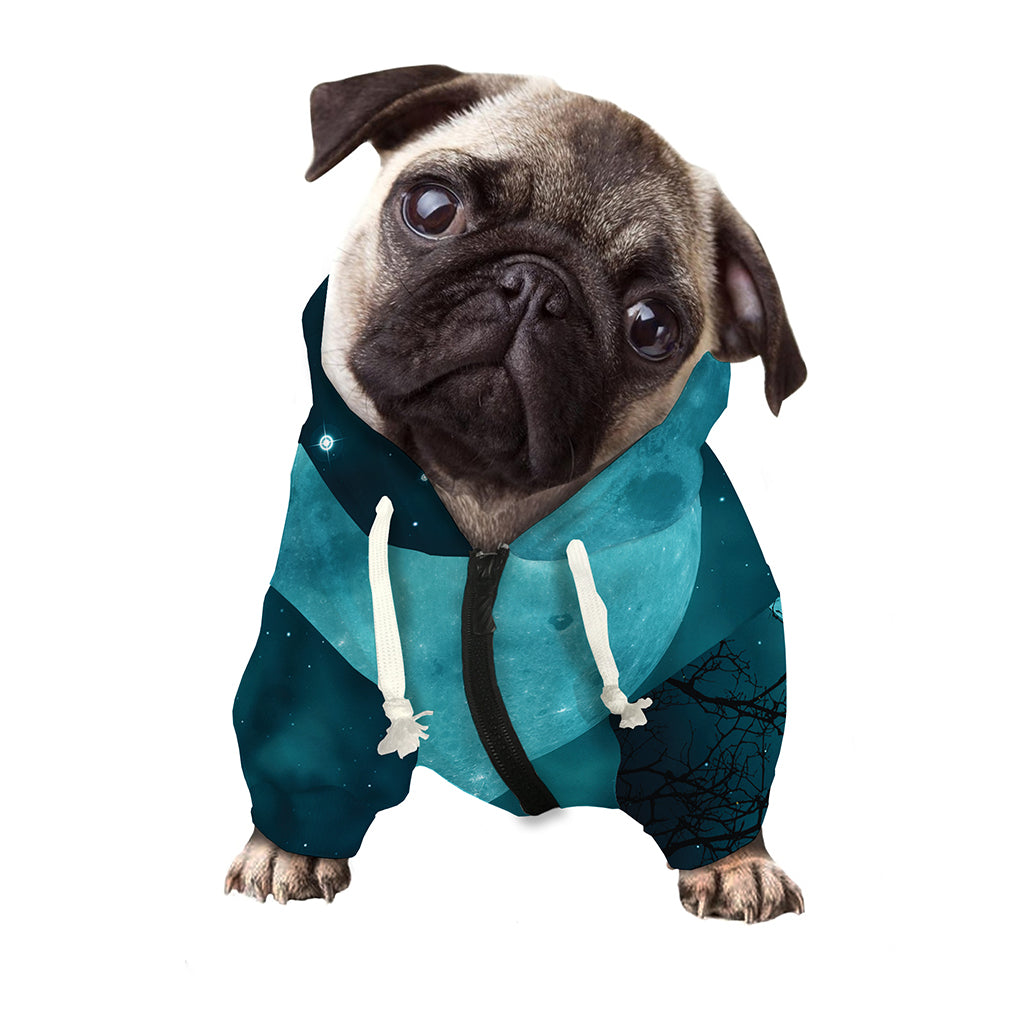 Night Sky And Full Moon Print Dog Zip Up Hoodie