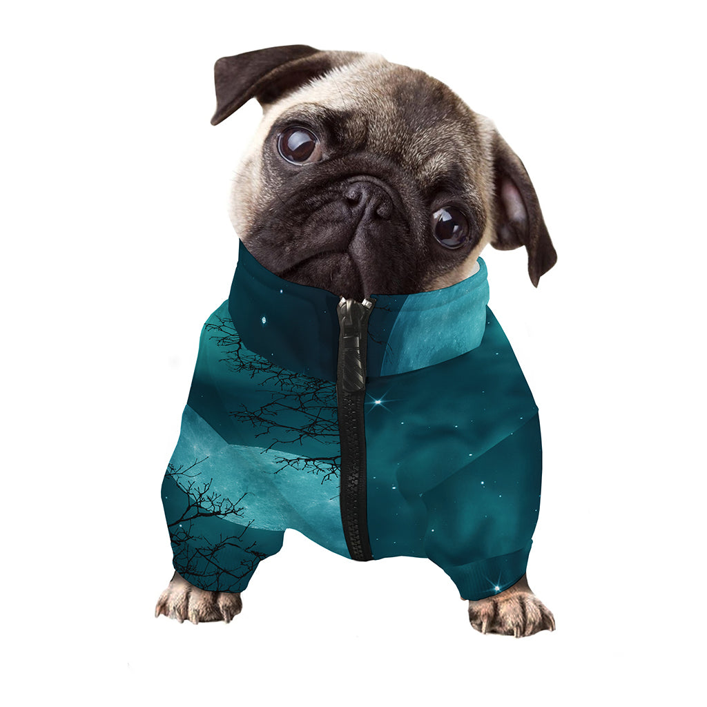 Night Sky And Full Moon Print Dog Zip Up Jacket