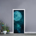 Night Sky And Full Moon Print Door Sticker