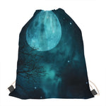 Night Sky And Full Moon Print Drawstring Bag