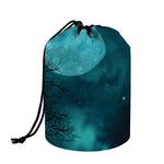 Night Sky And Full Moon Print Drawstring Makeup Bag