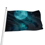Night Sky And Full Moon Print Flag