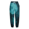 Night Sky And Full Moon Print Fleece Lined Knit Pants