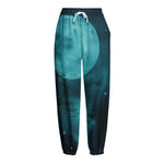 Night Sky And Full Moon Print Fleece Lined Knit Pants