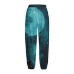 Night Sky And Full Moon Print Fleece Lined Knit Pants