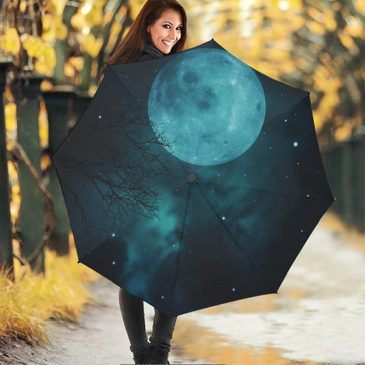 Night Sky And Full Moon Print Foldable Umbrella