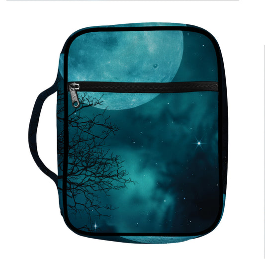 Night Sky And Full Moon Print Front Pocket Bible Bag