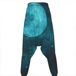 Night Sky And Full Moon Print Hammer Pants