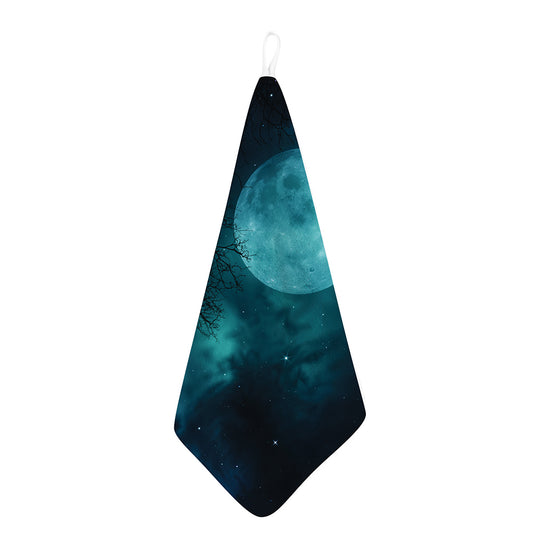 Night Sky And Full Moon Print Hand Towel