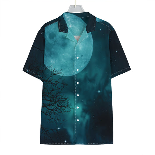 Night Sky And Full Moon Print Hawaiian Shirt