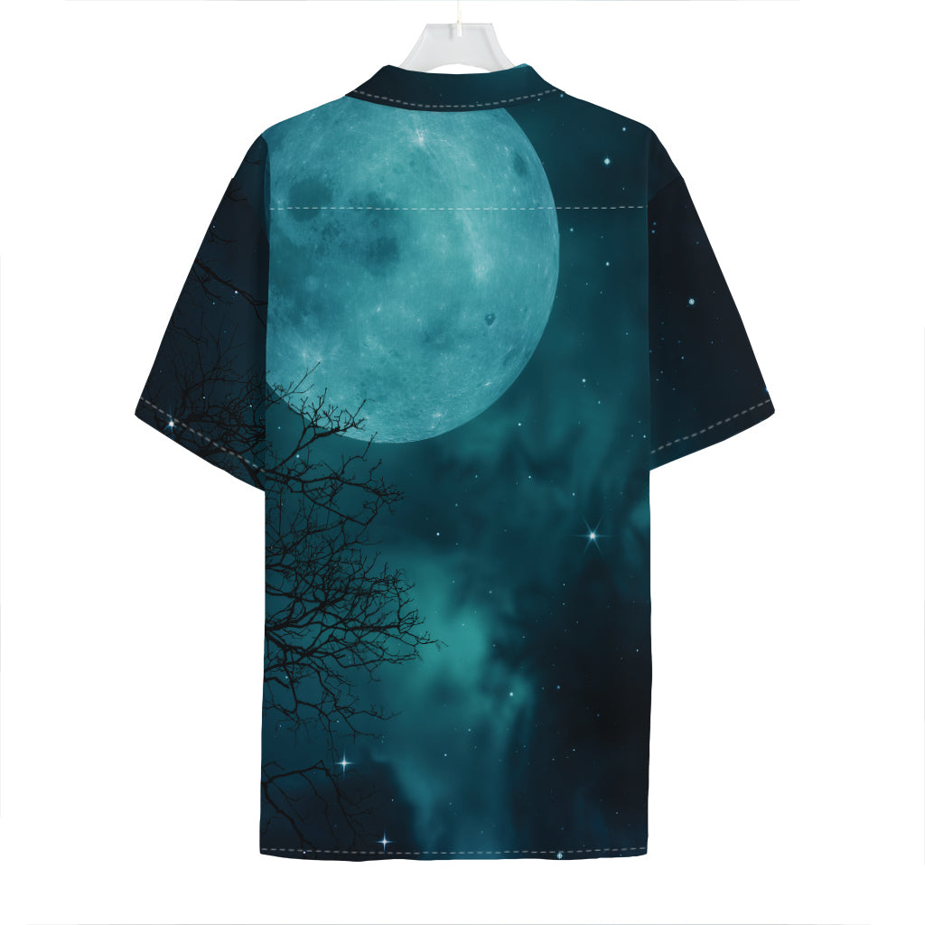 Night Sky And Full Moon Print Hawaiian Shirt