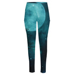 Night Sky And Full Moon Print High-Waisted Pocket Leggings