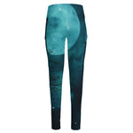 Night Sky And Full Moon Print High-Waisted Pocket Leggings