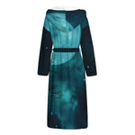 Night Sky And Full Moon Print Hooded Bathrobe