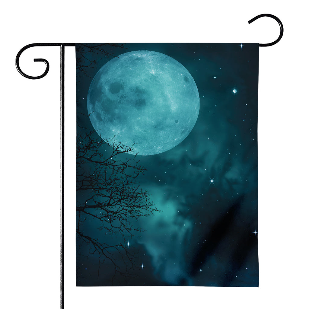 Night Sky And Full Moon Print House Flag