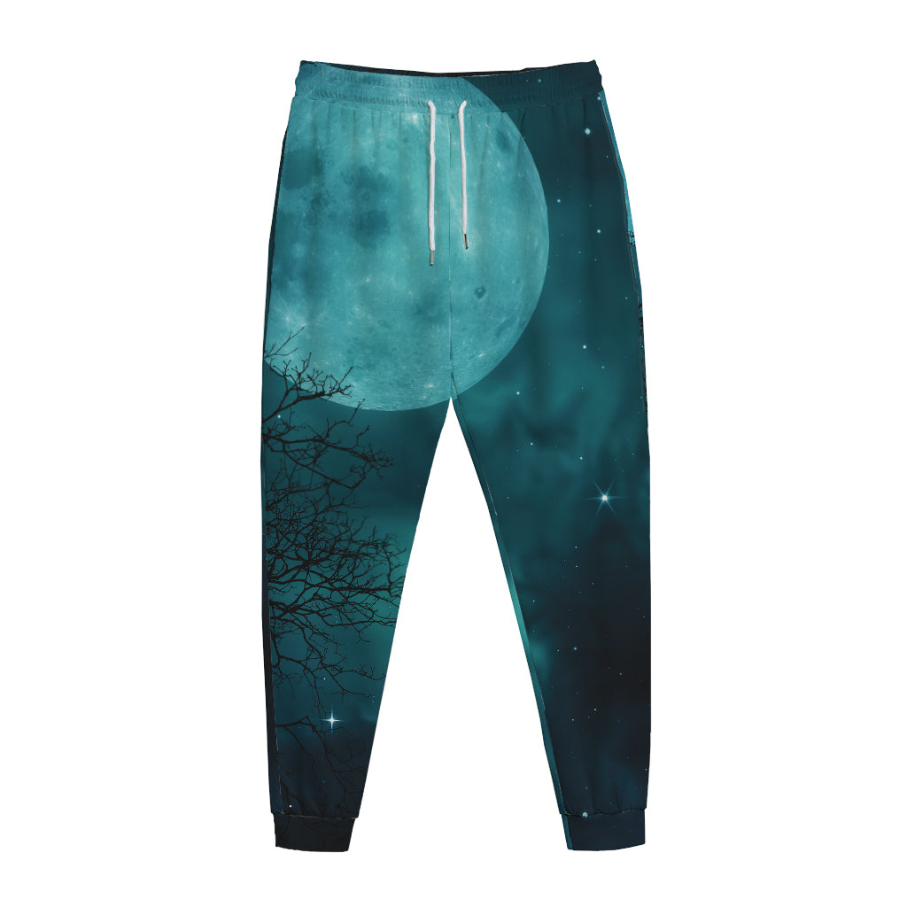 Night Sky And Full Moon Print Jogger Pants