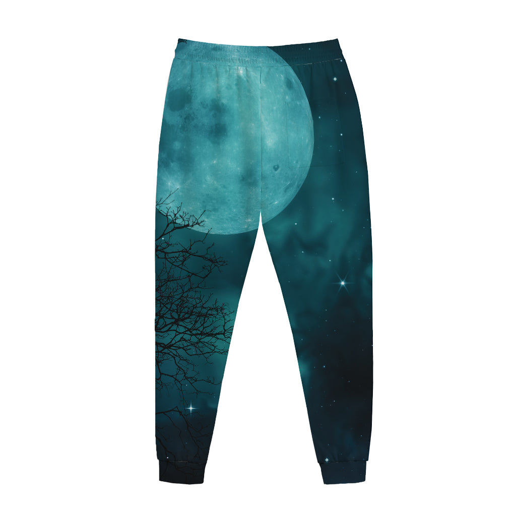 Night Sky And Full Moon Print Jogger Pants