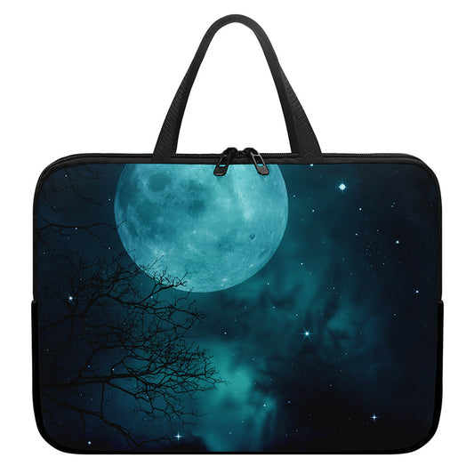 Night Sky And Full Moon Print Laptop Sleeve With Handle