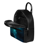 Night Sky And Full Moon Print Leather Backpack
