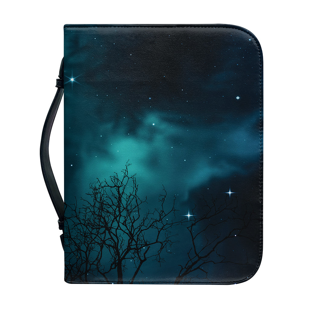Night Sky And Full Moon Print Leather Bible Cover