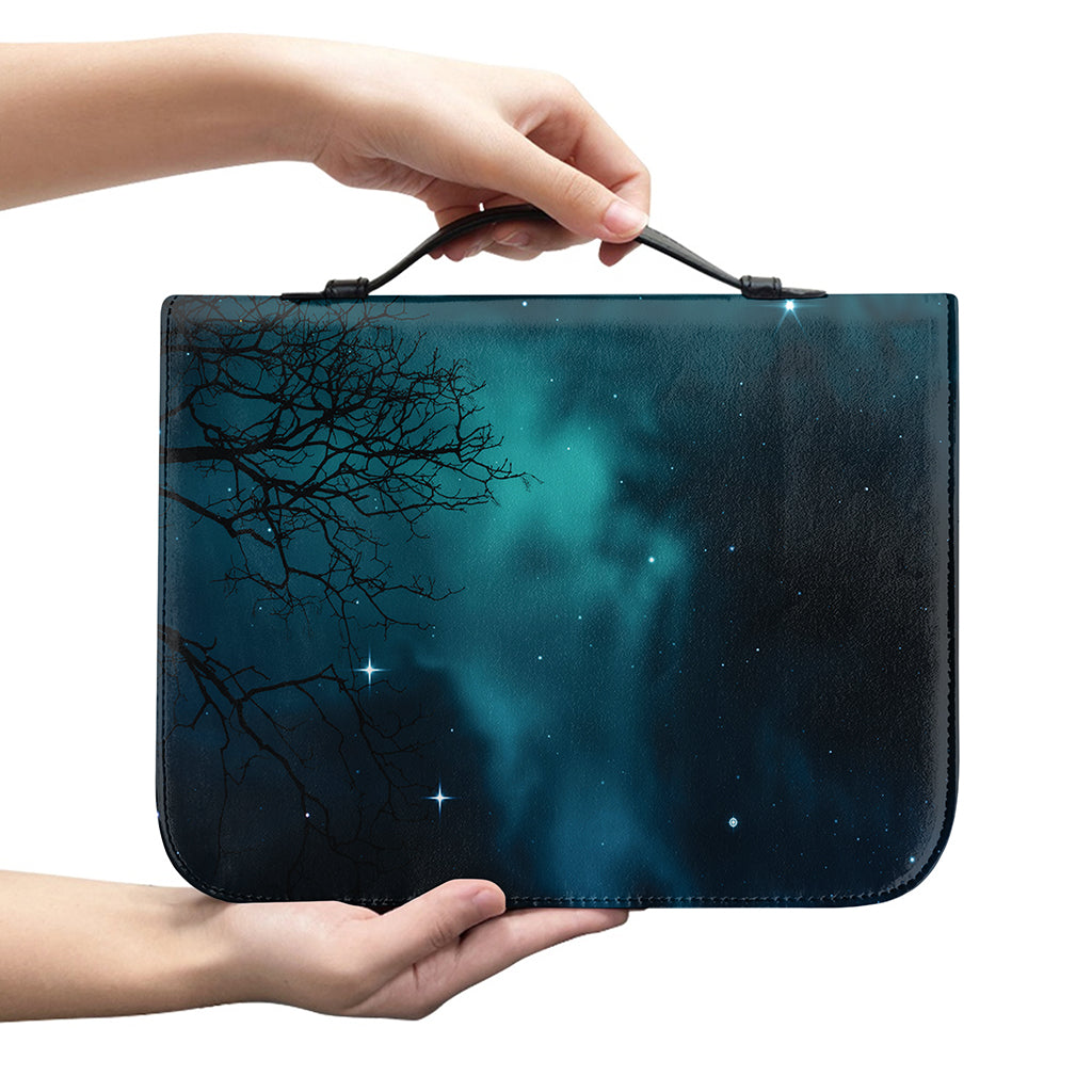 Night Sky And Full Moon Print Leather Bible Cover