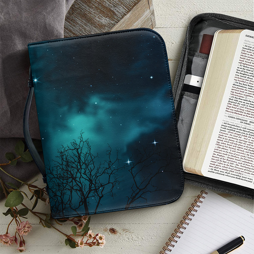 Night Sky And Full Moon Print Leather Bible Cover