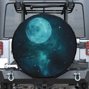 Night Sky And Full Moon Print Leather Spare Tire Cover