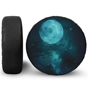 Night Sky And Full Moon Print Leather Spare Tire Cover