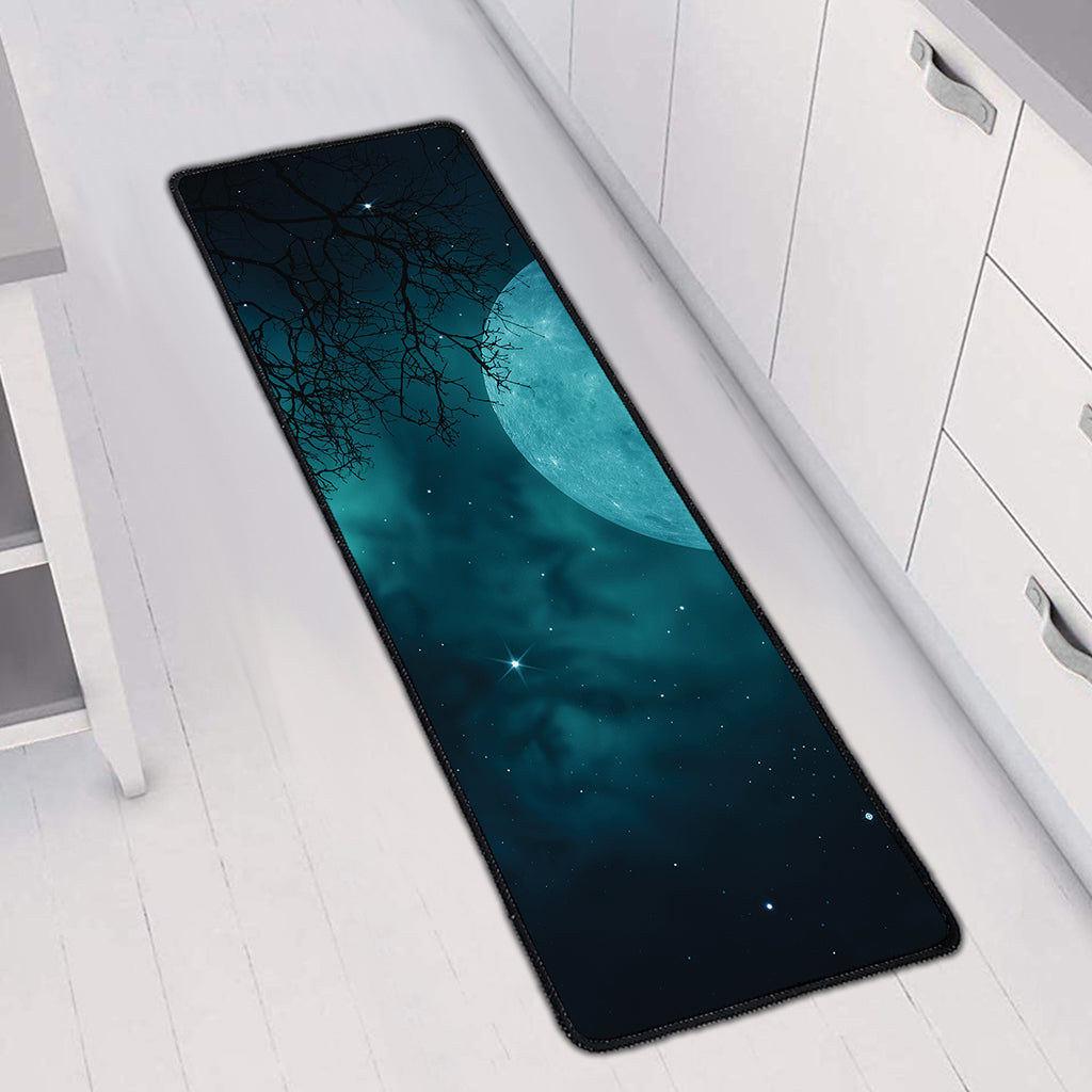 Night Sky And Full Moon Print Long Kitchen Mat