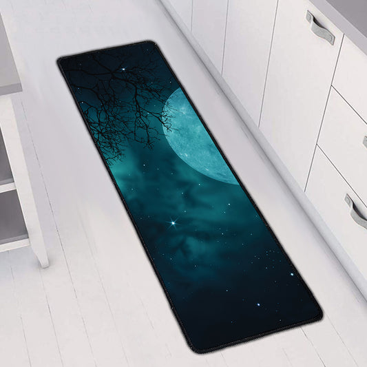 Night Sky And Full Moon Print Long Kitchen Mat