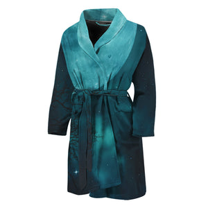 Night Sky And Full Moon Print Men's Bathrobe