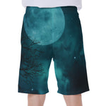 Night Sky And Full Moon Print Men's Beach Shorts