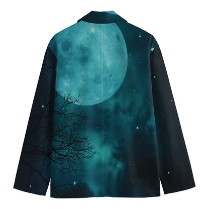 Night Sky And Full Moon Print Men's Blazer
