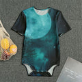 Night Sky And Full Moon Print Men's Bodysuit