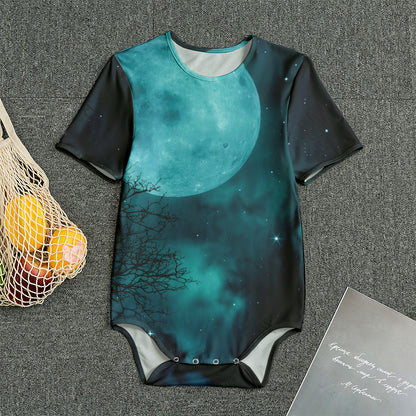 Night Sky And Full Moon Print Men's Bodysuit