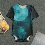 Night Sky And Full Moon Print Men's Bodysuit