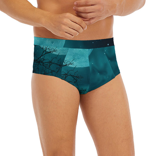 Night Sky And Full Moon Print Men's Briefs